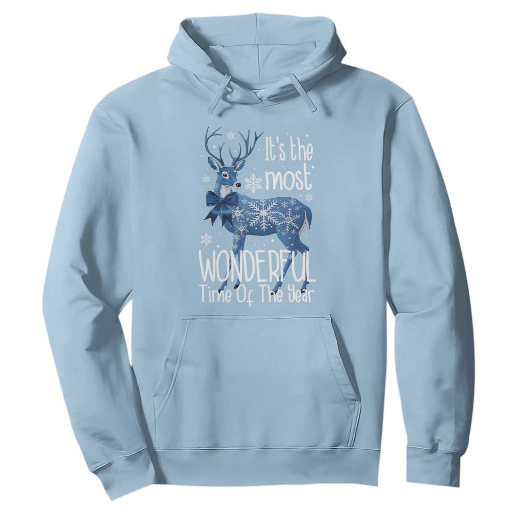 Chrismtas Reindeer Coquette Hoodie It's The Most Wonderful Time Of The Year TS09 Light Blue Print Your Wear