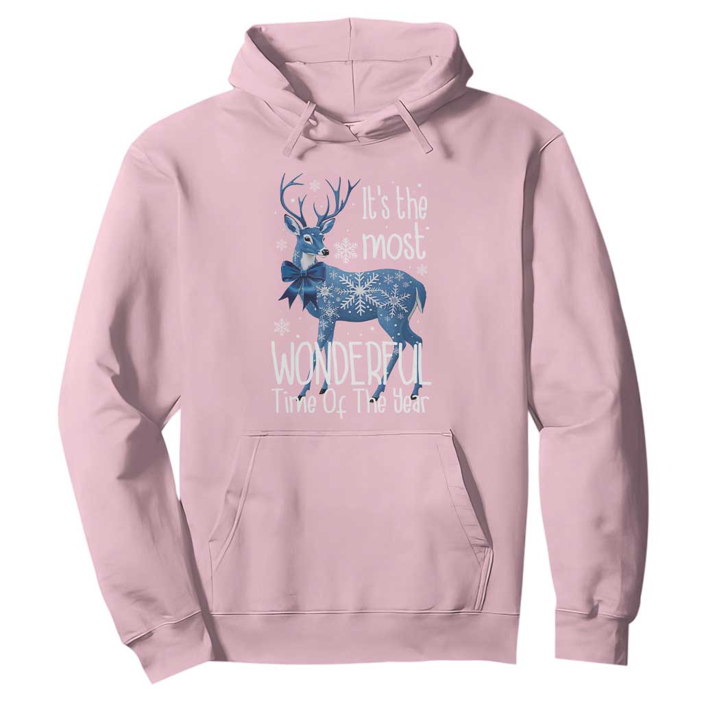 Chrismtas Reindeer Coquette Hoodie It's The Most Wonderful Time Of The Year TS09 Light Pink Print Your Wear