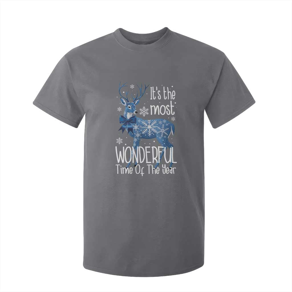 Chrismtas Reindeer Coquette T Shirt For Kid It's The Most Wonderful Time Of The Year TS09 Charcoal Print Your Wear