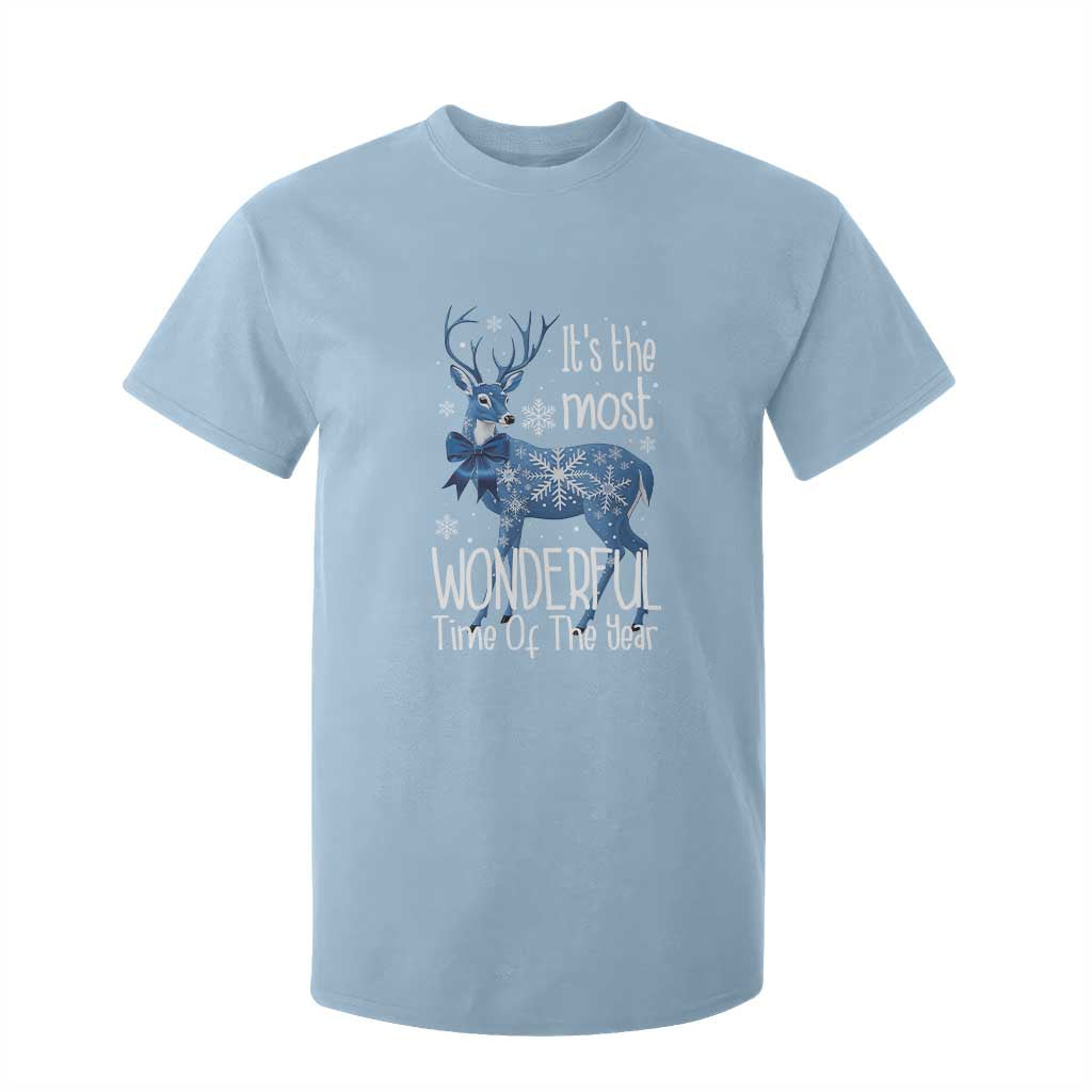 Chrismtas Reindeer Coquette T Shirt For Kid It's The Most Wonderful Time Of The Year TS09 Light Blue Print Your Wear