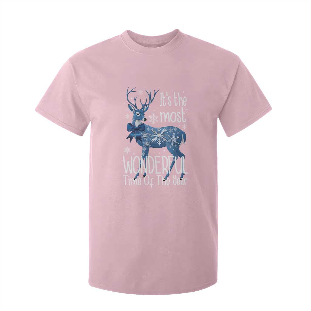 Chrismtas Reindeer Coquette T Shirt For Kid It's The Most Wonderful Time Of The Year TS09 Light Pink Print Your Wear