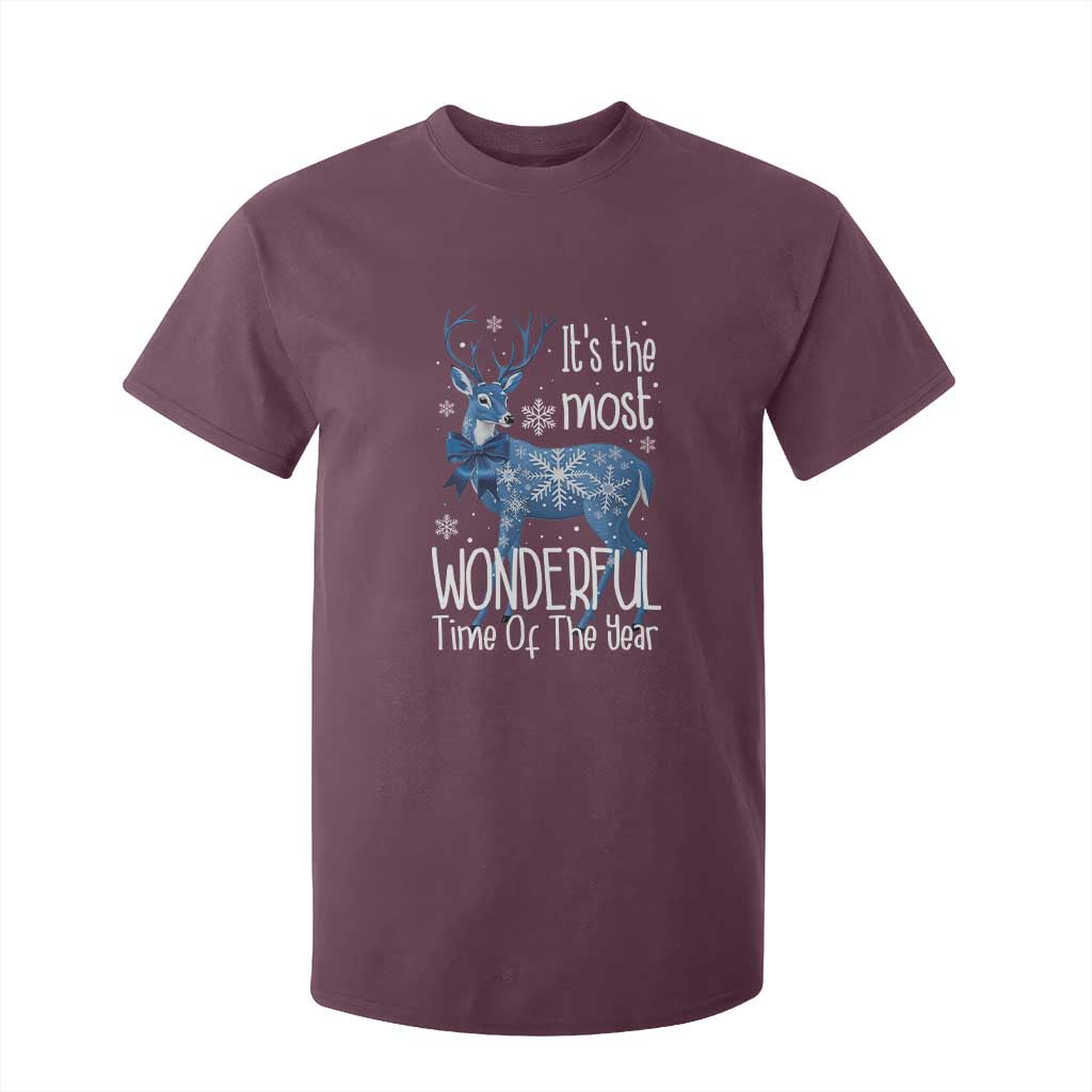 Chrismtas Reindeer Coquette T Shirt For Kid It's The Most Wonderful Time Of The Year TS09 Maroon Print Your Wear