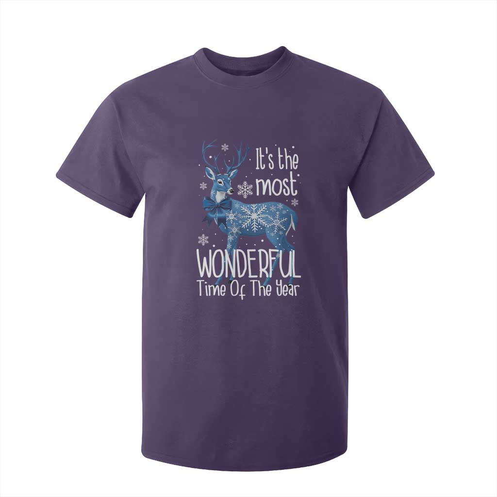 Chrismtas Reindeer Coquette T Shirt For Kid It's The Most Wonderful Time Of The Year TS09 Purple Print Your Wear