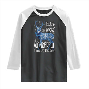 Chrismtas Reindeer Coquette Raglan Shirt It's The Most Wonderful Time Of The Year TS09 Black White Print Your Wear