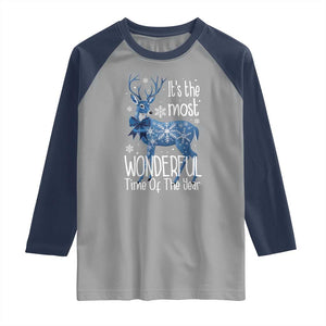 Chrismtas Reindeer Coquette Raglan Shirt It's The Most Wonderful Time Of The Year TS09 Sport Gray Navy Print Your Wear