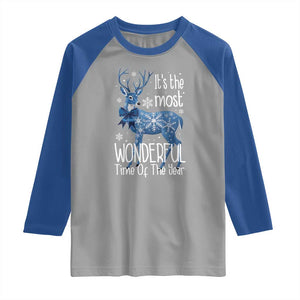 Chrismtas Reindeer Coquette Raglan Shirt It's The Most Wonderful Time Of The Year TS09 Sport Gray Royal Print Your Wear