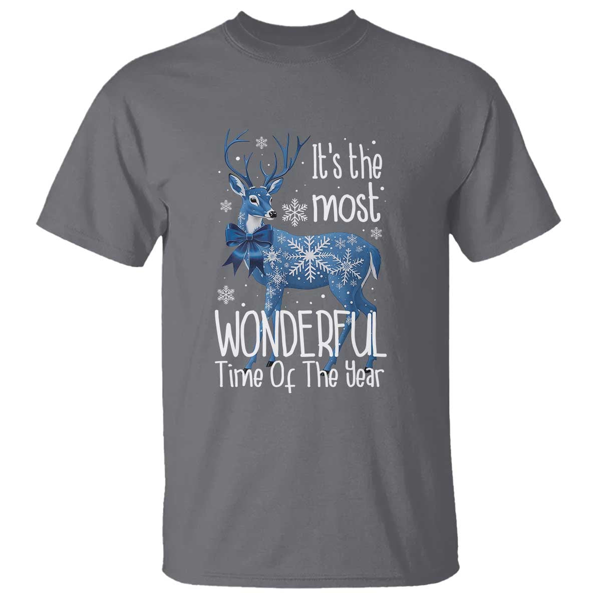 Chrismtas Reindeer Coquette T Shirt It's The Most Wonderful Time Of The Year TS09 Charcoal Print Your Wear