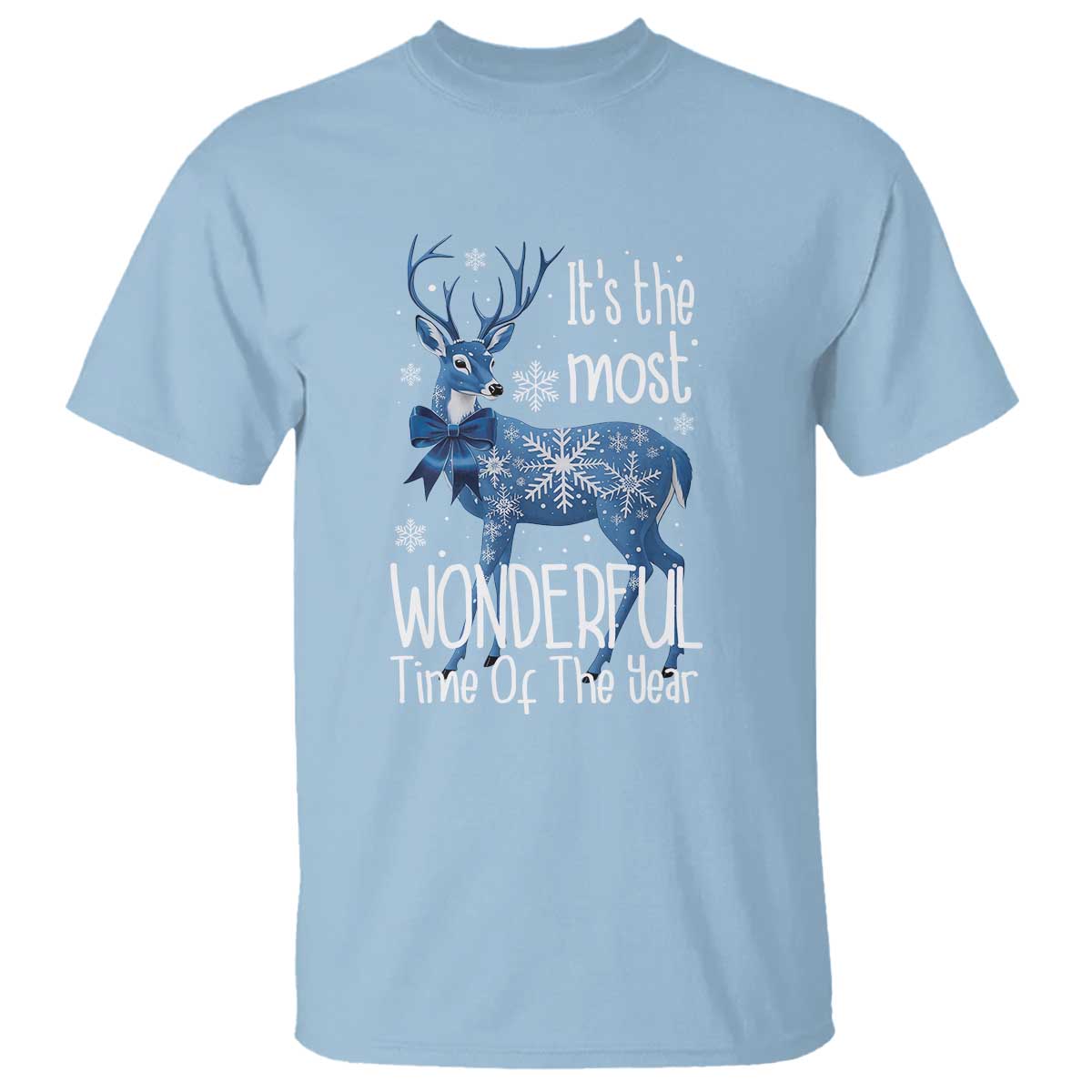 Chrismtas Reindeer Coquette T Shirt It's The Most Wonderful Time Of The Year TS09 Light Blue Print Your Wear