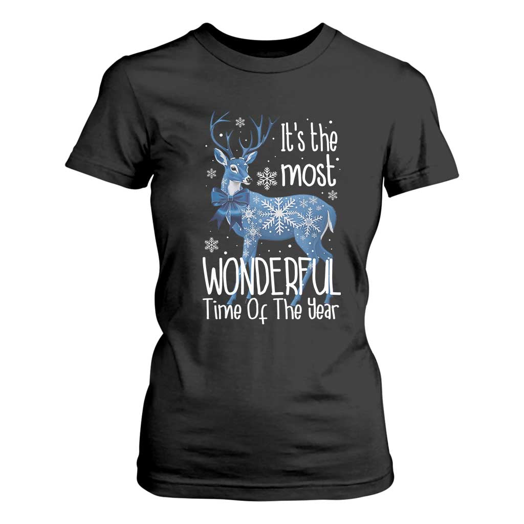 Chrismtas Reindeer Coquette T Shirt For Women It's The Most Wonderful Time Of The Year TS09 Black Print Your Wear