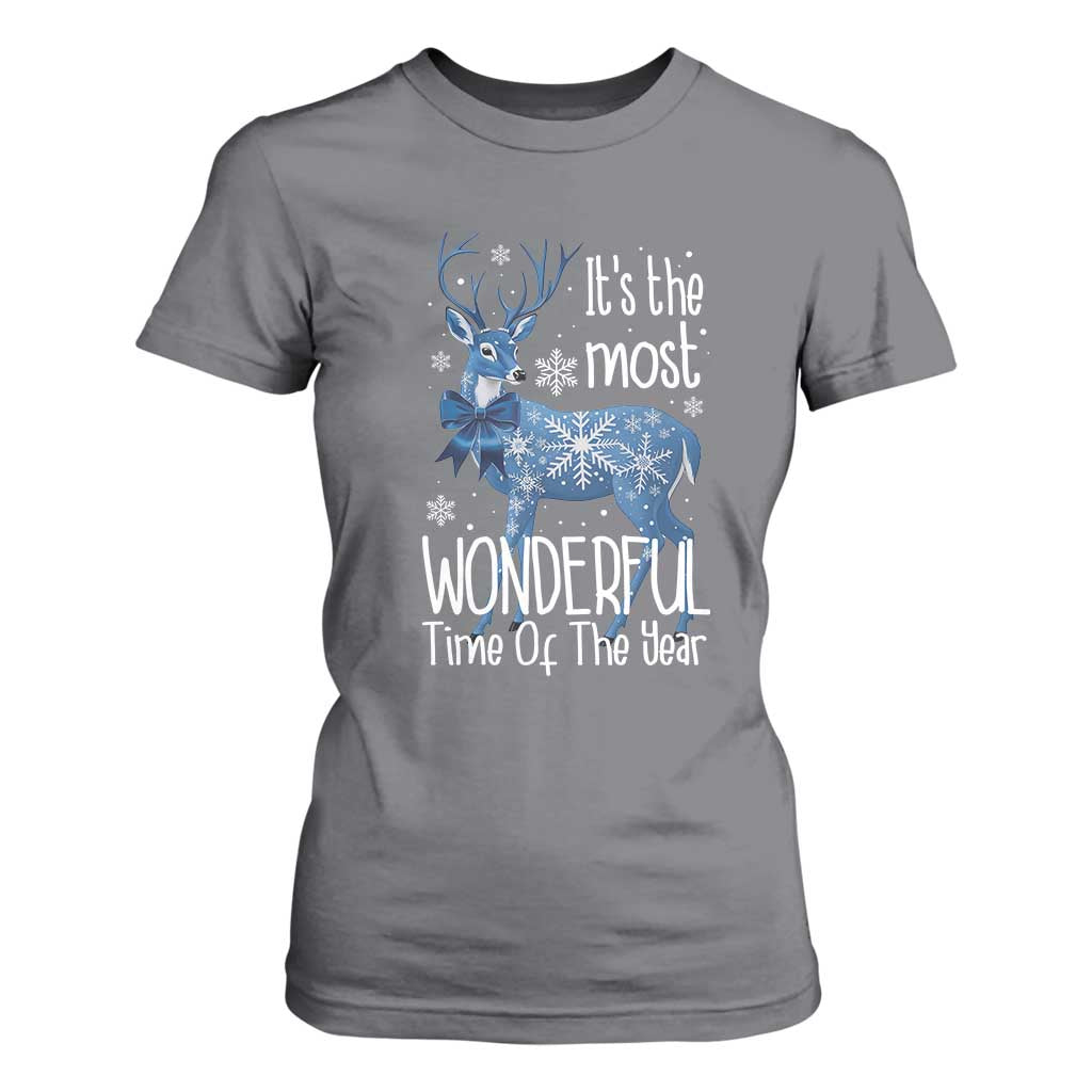 Chrismtas Reindeer Coquette T Shirt For Women It's The Most Wonderful Time Of The Year TS09 Charcoal Print Your Wear