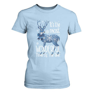 Chrismtas Reindeer Coquette T Shirt For Women It's The Most Wonderful Time Of The Year TS09 Light Blue Print Your Wear