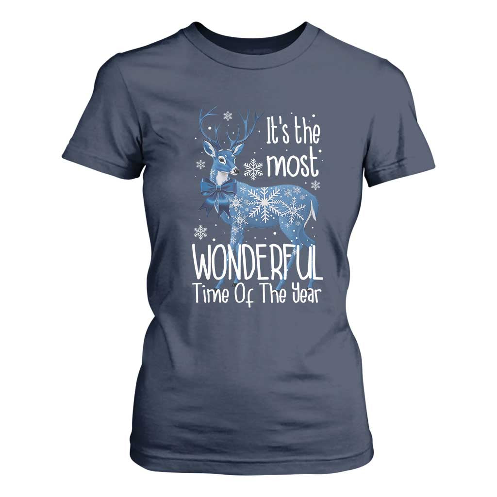 Chrismtas Reindeer Coquette T Shirt For Women It's The Most Wonderful Time Of The Year TS09 Navy Print Your Wear