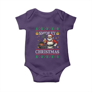 Funny Xmas Grilling Baby Onesie Smokey Christmas BBQ Santa Grill Roast On Smoker TS09 Purple Print Your Wear