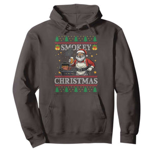 Funny Xmas Grilling Hoodie Smokey Christmas BBQ Santa Grill Roast On Smoker TS09 Dark Chocolate Print Your Wear