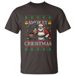 Funny Xmas Grilling T Shirt Smokey Christmas BBQ Santa Grill Roast On Smoker TS09 Dark Chocolate Print Your Wear
