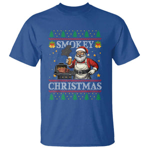 Funny Xmas Grilling T Shirt Smokey Christmas BBQ Santa Grill Roast On Smoker TS09 Royal Blue Print Your Wear