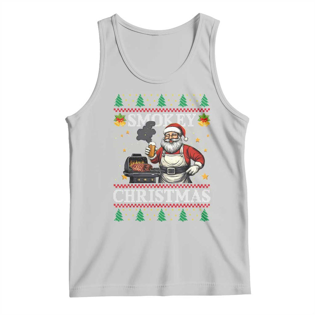 Funny Xmas Grilling Tank Top Smokey Christmas BBQ Santa Grill Roast On Smoker TS09 Ash Print Your Wear