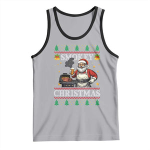 Funny Xmas Grilling Tank Top Smokey Christmas BBQ Santa Grill Roast On Smoker TS09 Athletic Heather Black Print Your Wear