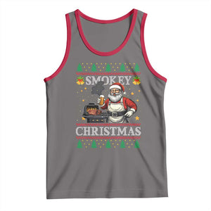 Funny Xmas Grilling Tank Top Smokey Christmas BBQ Santa Grill Roast On Smoker TS09 Deep Heather Red Print Your Wear