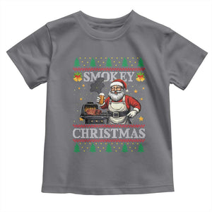 Funny Xmas Grilling Toddler T Shirt Smokey Christmas BBQ Santa Grill Roast On Smoker TS09 Charcoal Print Your Wear