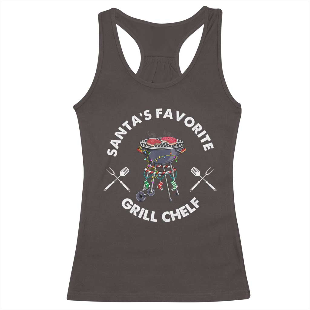Funny Xmas Grilling Racerback Tank Top Christmas TS09 Dark Chocolate Print Your Wear