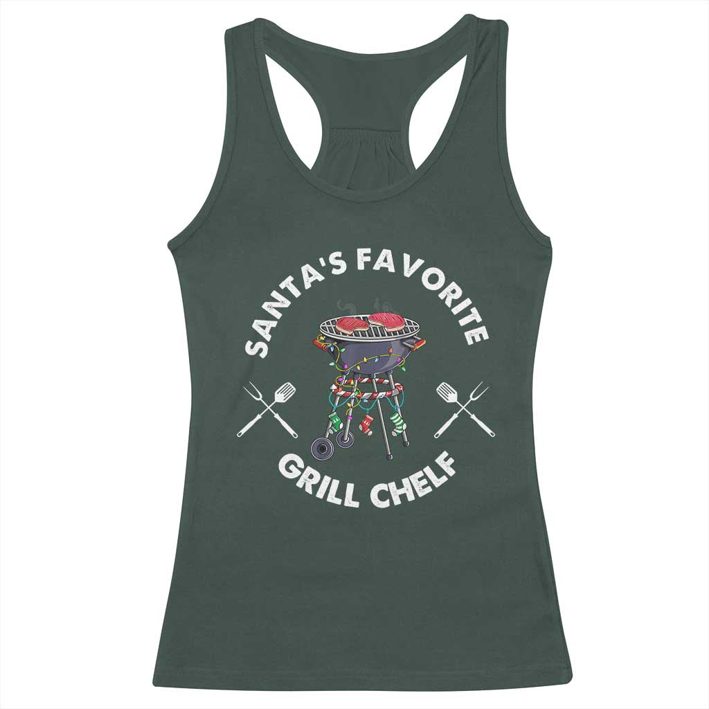 Funny Xmas Grilling Racerback Tank Top Christmas TS09 Dark Forest Green Print Your Wear