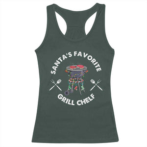 Funny Xmas Grilling Racerback Tank Top Christmas TS09 Dark Forest Green Print Your Wear
