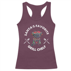 Funny Xmas Grilling Racerback Tank Top Christmas TS09 Maroon Print Your Wear