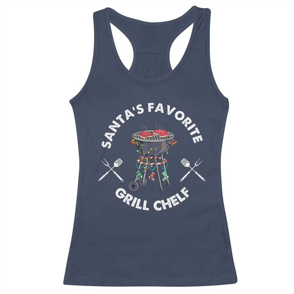 Funny Xmas Grilling Racerback Tank Top Christmas TS09 Navy Print Your Wear