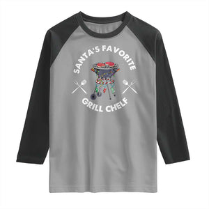 Funny Xmas Grilling Raglan Shirt Santa's Favorite Grill Chelf BBQ TS09 Sport Gray Black Print Your Wear