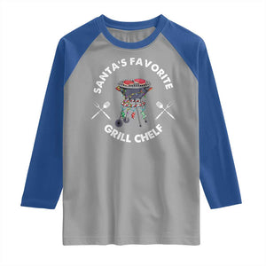 Funny Xmas Grilling Raglan Shirt Santa's Favorite Grill Chelf BBQ TS09 Sport Gray Royal Print Your Wear