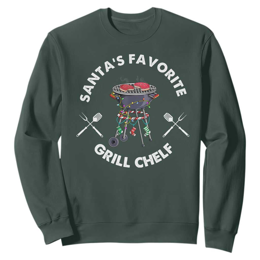 Funny Xmas Grilling Sweatshirt Christmas TS09 Dark Forest Green Print Your Wear