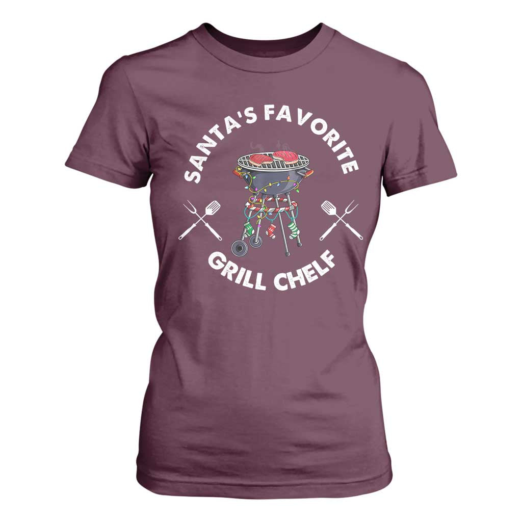Funny Xmas Grilling T Shirt For Women Christmas TS09 Maroon Print Your Wear