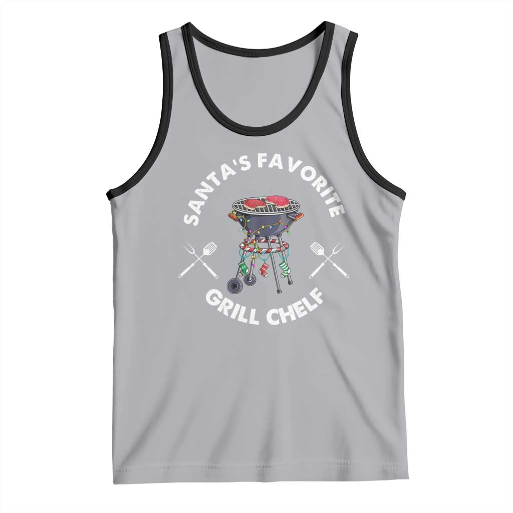 Funny Xmas Grilling Tank Top Santa's Favorite Grill Chelf BBQ TS09 Athletic Heather Black Print Your Wear