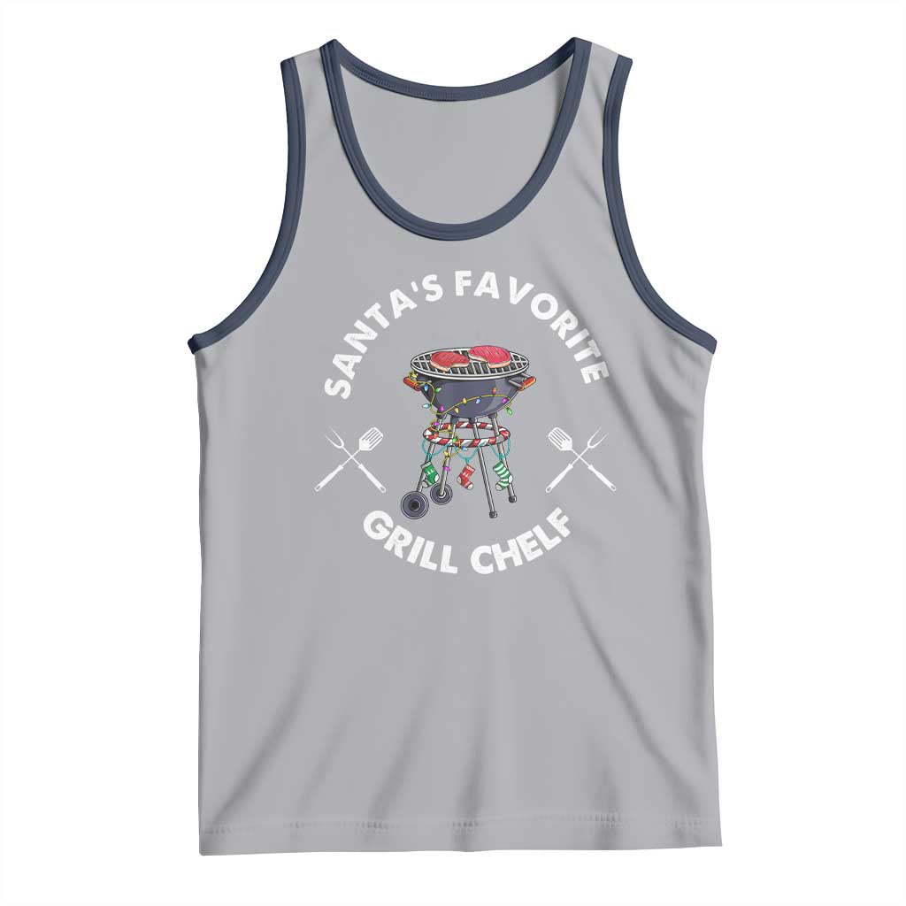 Funny Xmas Grilling Tank Top Santa's Favorite Grill Chelf BBQ TS09 Athletic Heather Navy Print Your Wear