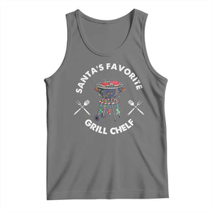 Funny Xmas Grilling Tank Top Santa's Favorite Grill Chelf BBQ TS09 Black Heather Print Your Wear