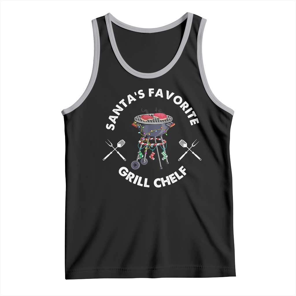 Funny Xmas Grilling Tank Top Santa's Favorite Grill Chelf BBQ TS09 Black Athletic Heather Print Your Wear