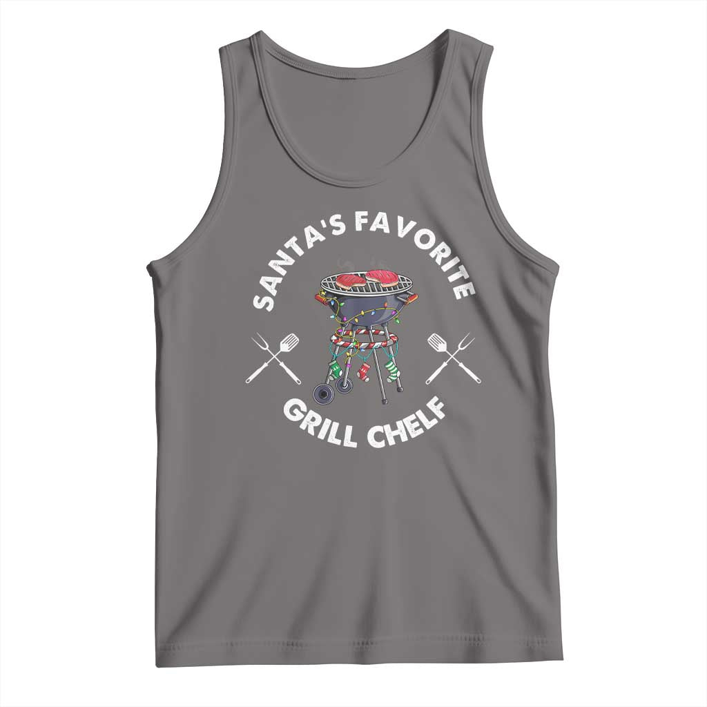 Funny Xmas Grilling Tank Top Santa's Favorite Grill Chelf BBQ TS09 Deep Heather Print Your Wear