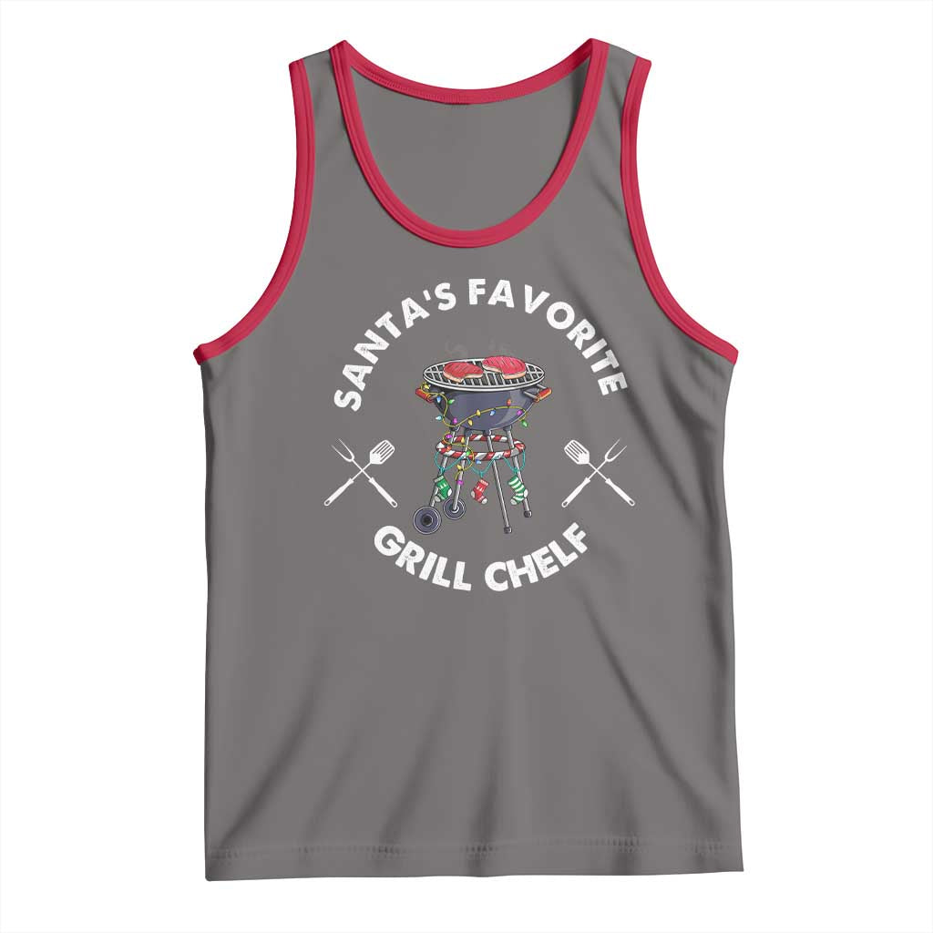 Funny Xmas Grilling Tank Top Santa's Favorite Grill Chelf BBQ TS09 Deep Heather Red Print Your Wear