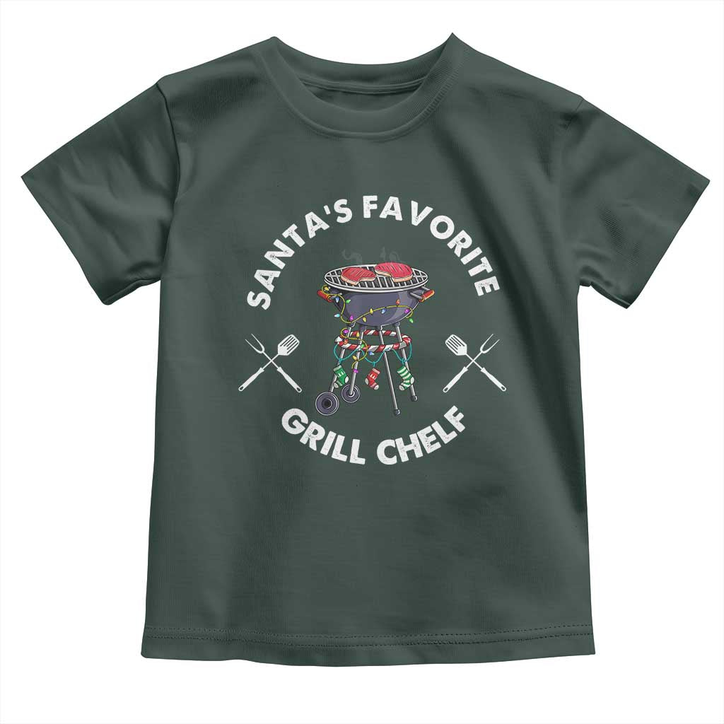 Funny Xmas Grilling Toddler T Shirt Christmas TS09 Dark Forest Green Print Your Wear