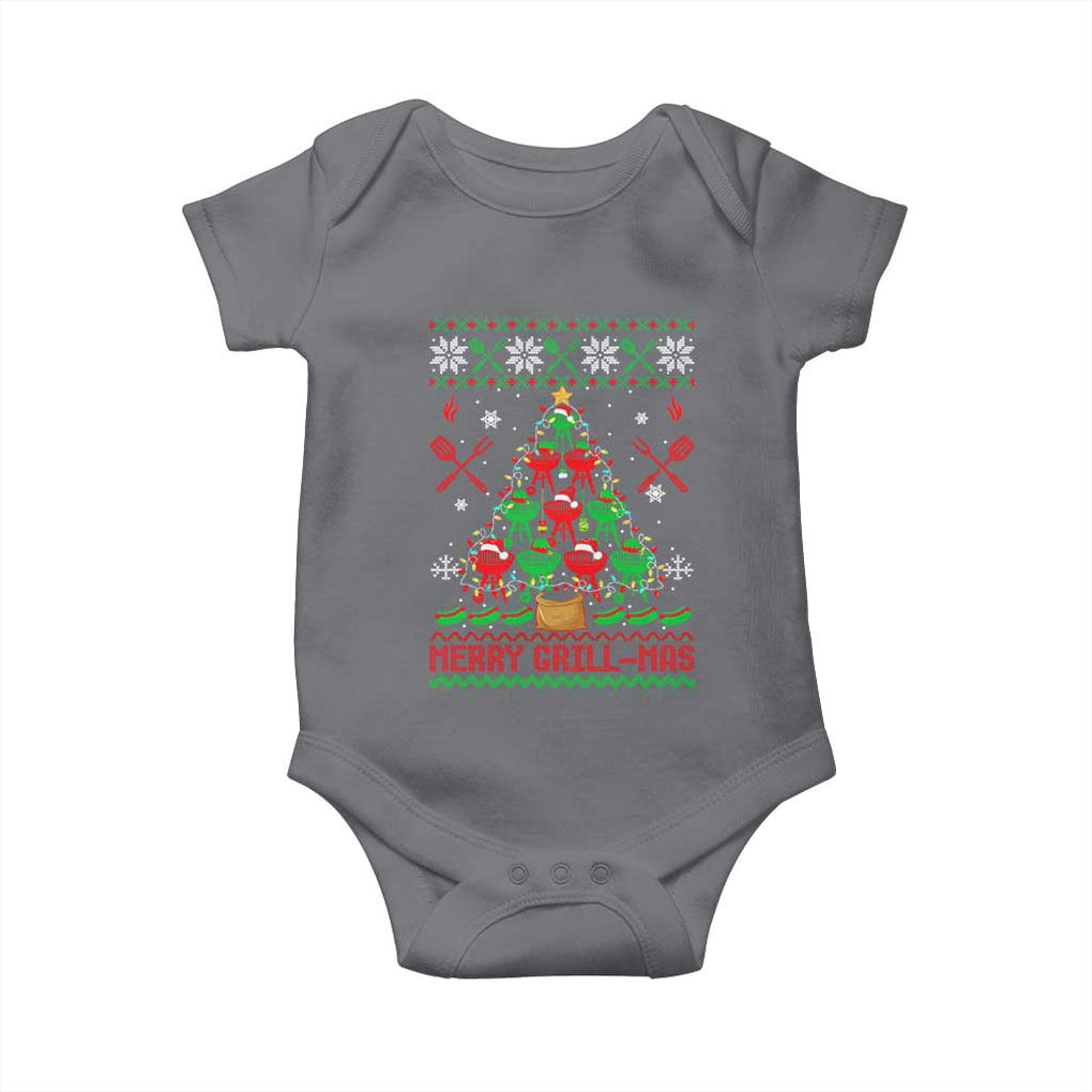Funny Xmas Grilling Baby Onesie Merry Grill Mas Santa Grilling BBQ Smoking Meat TS09 Charcoal Print Your Wear