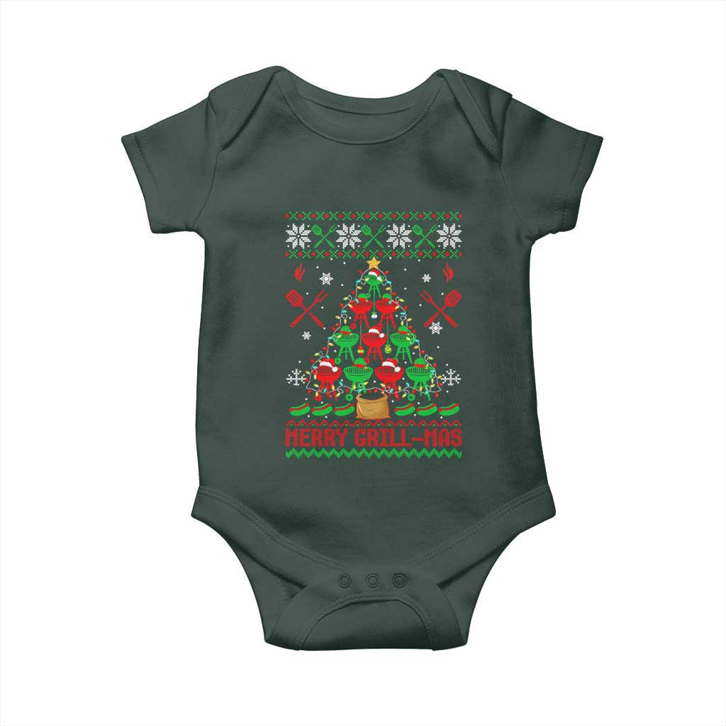 Funny Xmas Grilling Baby Onesie Merry Grill Mas Santa Grilling BBQ Smoking Meat TS09 Print Your Wear