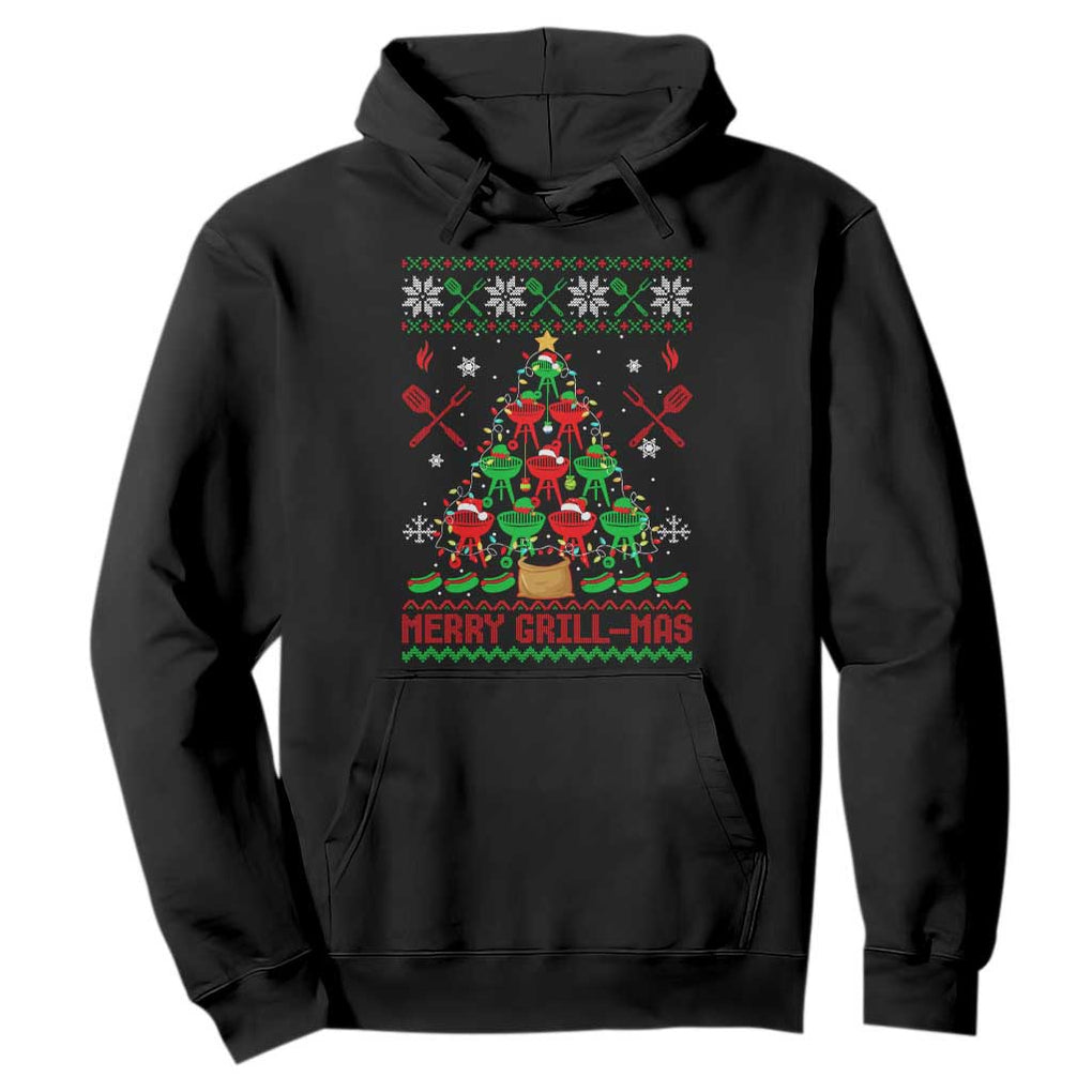 Funny Xmas Grilling Hoodie Merry Grill Mas Santa Grilling BBQ Smoking Meat TS09 Black Print Your Wear