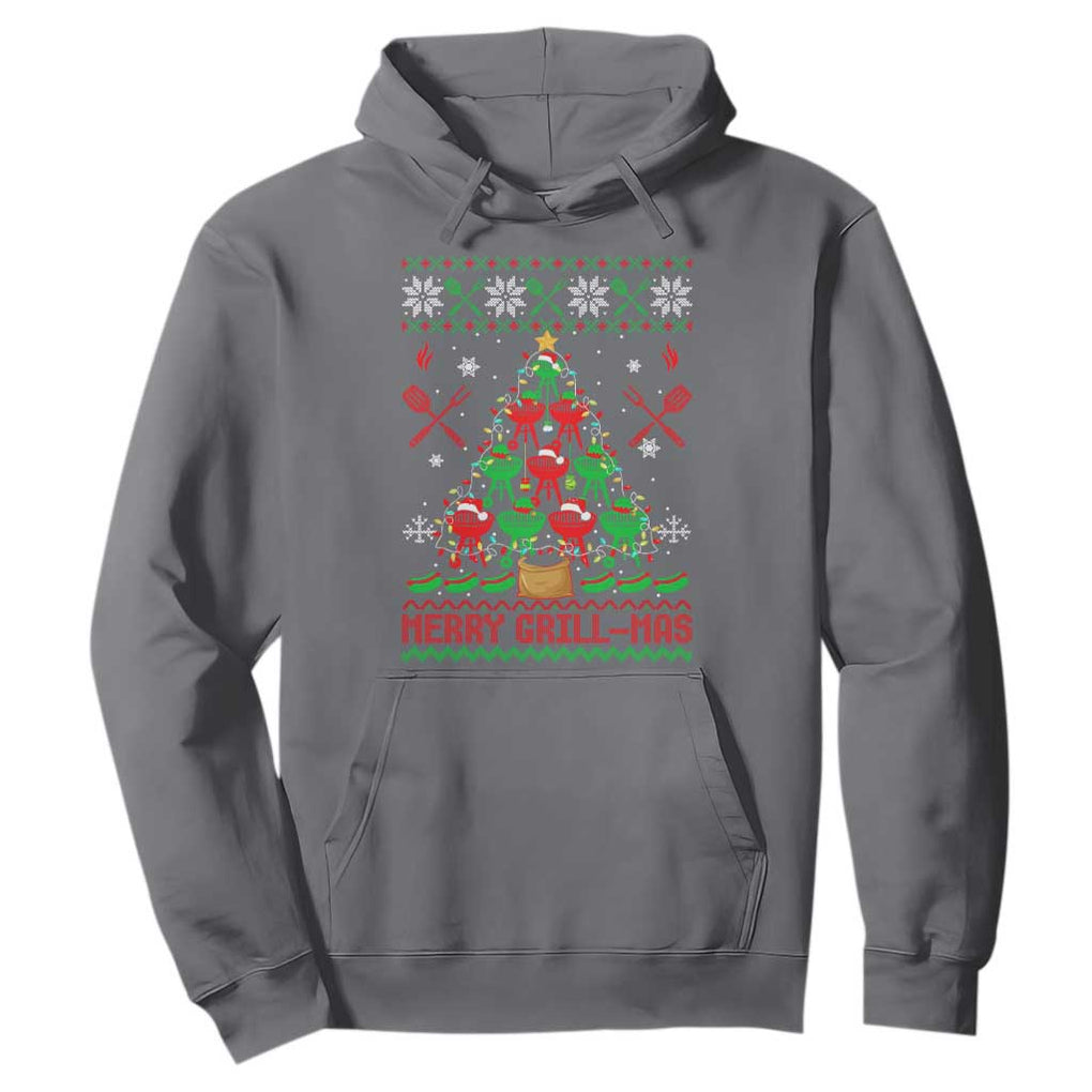 Funny Xmas Grilling Hoodie Merry Grill Mas Santa Grilling BBQ Smoking Meat TS09 Charcoal Print Your Wear