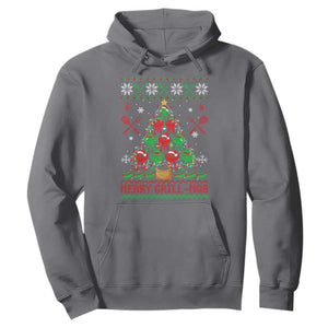 Funny Xmas Grilling Hoodie Merry Grill Mas Santa Grilling BBQ Smoking Meat TS09 Charcoal Print Your Wear