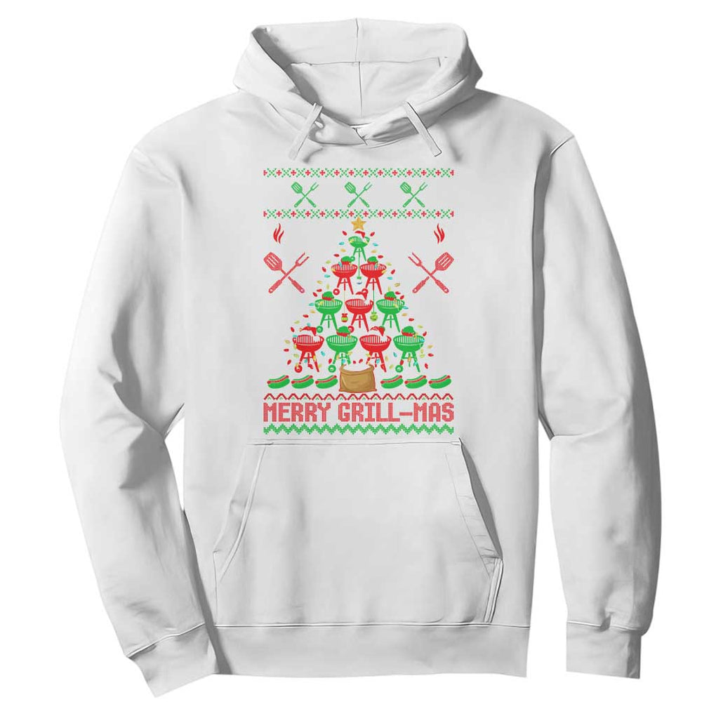 Funny Xmas Grilling Hoodie Merry Grill Mas Santa Grilling BBQ Smoking Meat TS09 White Print Your Wear
