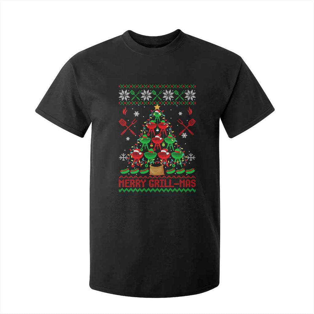 Funny Xmas Grilling T Shirt For Kid Merry Grill Mas Santa Grilling BBQ Smoking Meat TS09 Black Print Your Wear