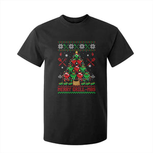 Funny Xmas Grilling T Shirt For Kid Merry Grill Mas Santa Grilling BBQ Smoking Meat TS09 Black Print Your Wear