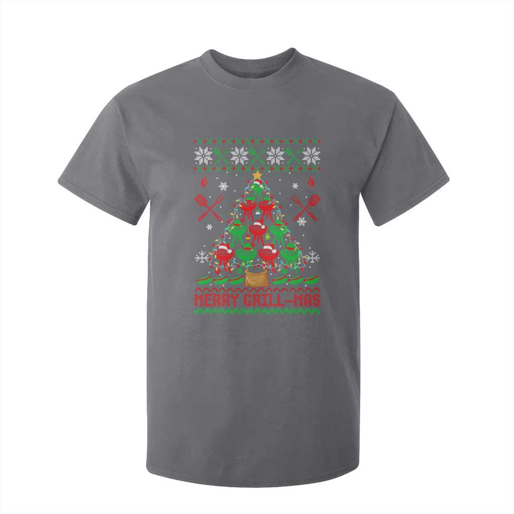 Funny Xmas Grilling T Shirt For Kid Merry Grill Mas Santa Grilling BBQ Smoking Meat TS09 Charcoal Print Your Wear