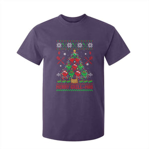 Funny Xmas Grilling T Shirt For Kid Merry Grill Mas Santa Grilling BBQ Smoking Meat TS09 Purple Print Your Wear